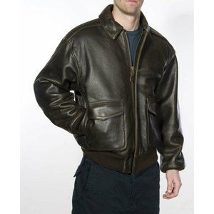 Type A-2 US Army Air Force Flyers Army Leather Flight Jacket Black Mens